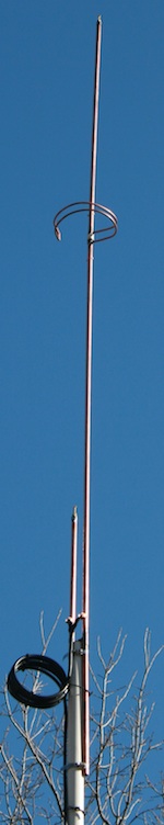Completed J-Pole mounted on a PVC mast